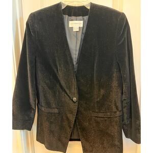 Liz Claiborne petite black dressy blazer w/ sparkle fabric. Cotton, rayon, nylon